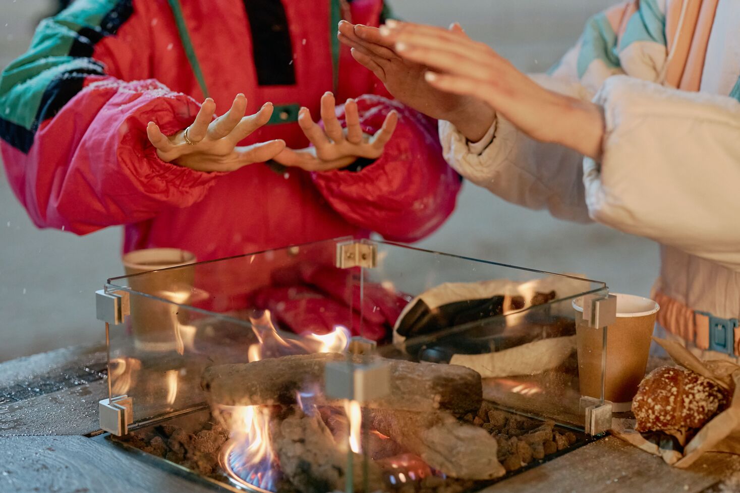 PatioWarm tabletop fire pit creating a warm outdoor atmosphere