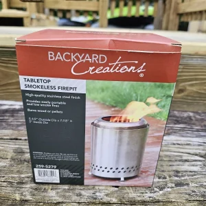 Backyard Creations Tabletop Smokeless Fire Pit Stainless Steel Wood Burning NIB