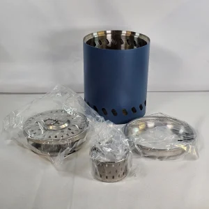 Sunnydaze Stainless Steel Tabletop Smokeless Fire Pit Blue with Carry Bag Poker
