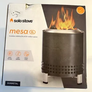 Solo Stove Mesa XL Smokeless Tabletop Fire Pit, Dual Fuel, Gunmetal Stainless